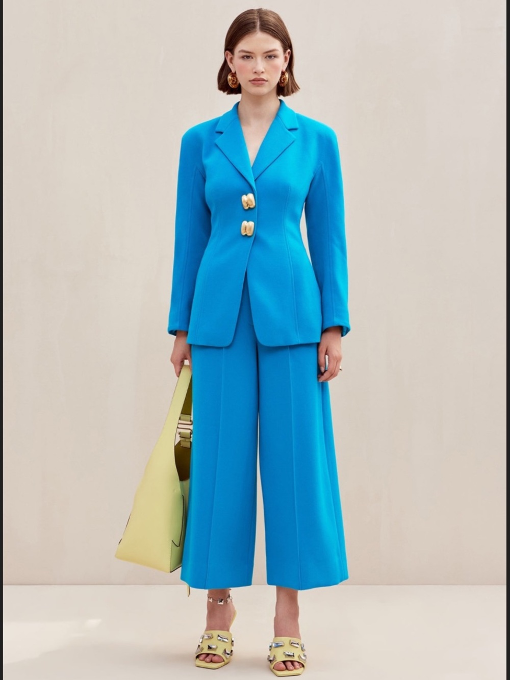 cult gaia aydi blue double baguette snap gold detail blazer jacket coat small